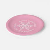 Roze Borden voor kerstpapier met snowflake Papieren Bordje (Gekanteld)