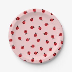 Roze Borden voor ladybug-papier Papieren Bordje