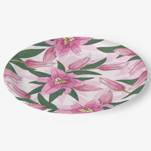 Roze Borden voor Lily Paper Papieren Bordje (Gekanteld)