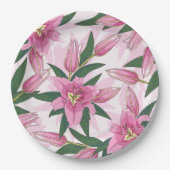 Roze Borden voor Lily Paper Papieren Bordje (Voorkant)