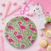 Roze Borden voor tropisch patroonpapier Papieren Bordje (Feest)