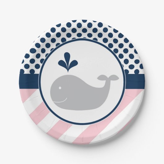 Roze Borden voor walvispapier Papieren Bordje (Voorkant)