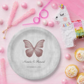 Roze Borden voor weddenschap met vlinders Papieren Bordje (Feest)