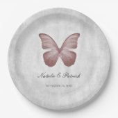 Roze Borden voor weddenschap met vlinders Papieren Bordje (Voorkant)
