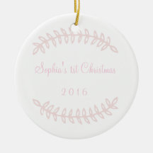 Roze Border Baby's First Kerstversiering