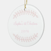Roze Border Baby's First Kerstversiering Keramisch Ornament (Links)