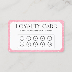 Roze Border Faux Glitter Loyalty Kaart Visitekaartje