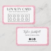 Roze Border Faux Glitter Loyalty Kaart Visitekaartje (Voorkant / Achterkant)