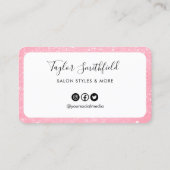 Roze Border Faux Glitter Loyalty Kaart Visitekaartje (Achterkant)