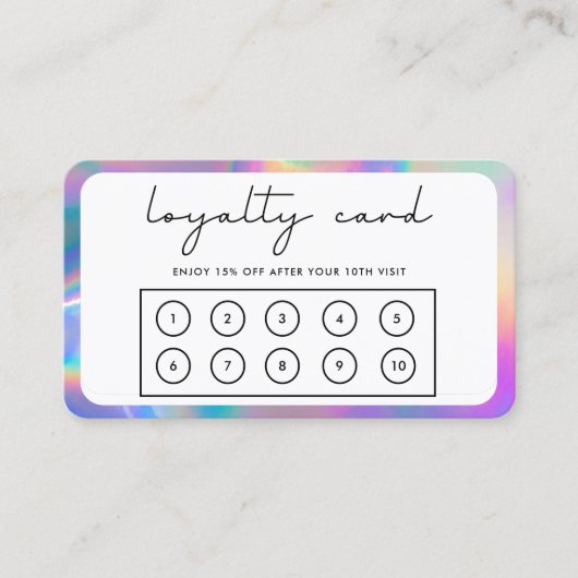 Roze Border Faux Holographic Loyalty Kaart Visitekaartje (Voorkant)
