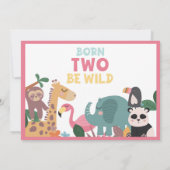 Roze Born Two Be Wild Platte Dankkaart Bedankkaart (Achterkant)