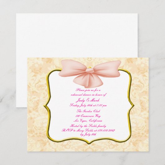 Roze borst repetitie binnenste uitnodiging (Voorkant / Achterkant)