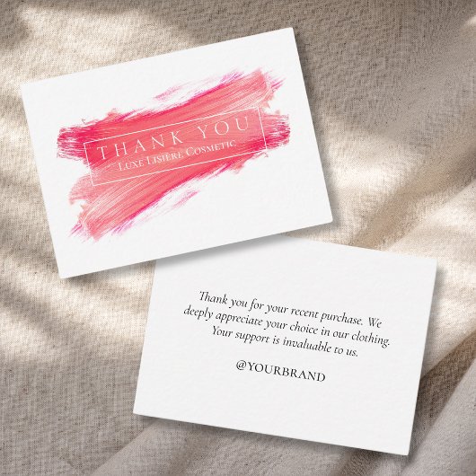Roze borstel Bedankt voor het winkelen Insert kaar Visitekaartje