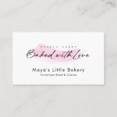 Roze Borstel Elegante Script Bakkerij Visitekaartje (Voorkant)