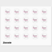 Roze Borstel Elegante Script Gebakken met Liefde Ronde Sticker (Vel)