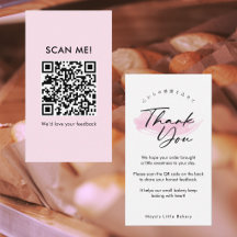 Roze Borstel Elegante Script Laat een Review QR-co