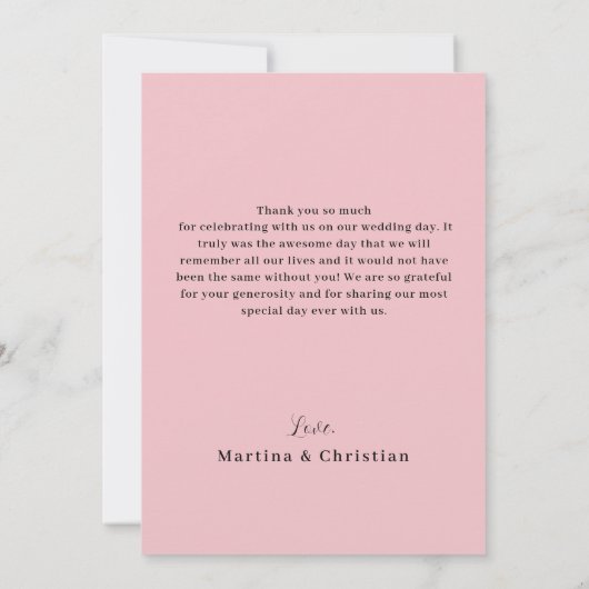 Roze Borstel Gouden Sparkles Bruiloft Bedankkaart (Achterkant)