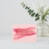 Roze Borstel Make-up Artiest Visitekaartje (Staand voorkant)