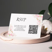 Roze Borstel QR Code Huwelijk RSVP Kaart
