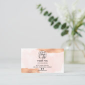 Roze borstel roos gouden borstel logo bedankt visitekaartje (Staand voorkant)