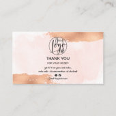 Roze borstel roos gouden borstel logo bedankt visitekaartje (Voorkant)