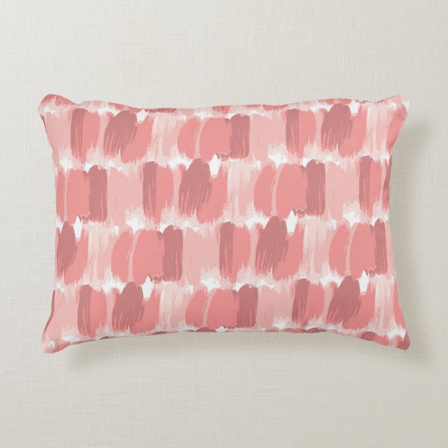 Roze borstel streken oliepatroon accent kussen (Voorkant)