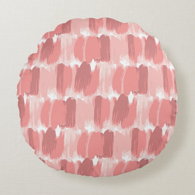 Roze borstel streken oliepatroon rond kussen (Voorkant)