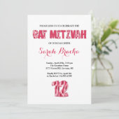 Roze Borstel Stroke Bat Mitzva Invitation Flat Kaa (Staand voorkant)