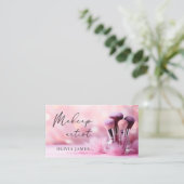 Roze Borstels Make-up Artiest Cosmetisch Visitekaartje (Staand voorkant)
