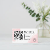 Roze borstelslag haarmake-up foto logo qr code visitekaartje (Staand voorkant)