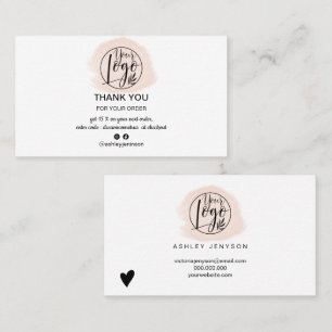 Roze borstelslag minimalistische logo dank u visitekaartje