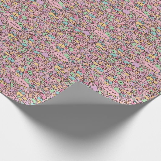 Roze borsten populair grappig patroon cadeaupapier (Hoek)