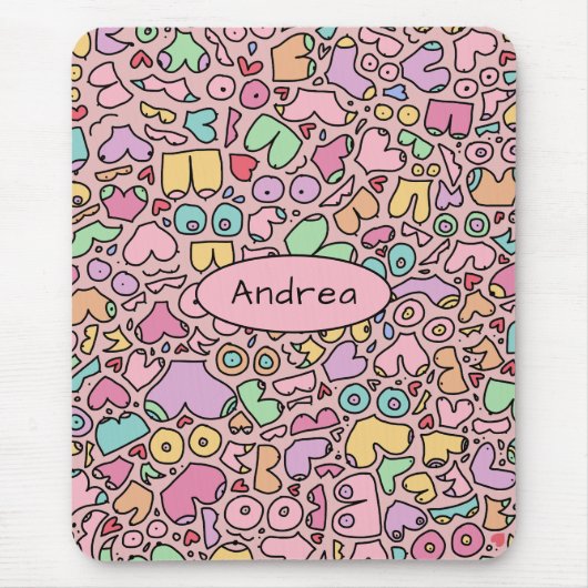 Roze borsten populair grappig patroon muismat (Voorkant)