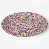 Roze borsten populair grappig patroon papieren bordje (Gekanteld)