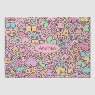 Roze borsten populair grappig patroon tissuepapier