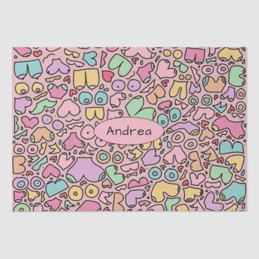 Roze borsten populair grappig patroon tissuepapier (Voorkant)