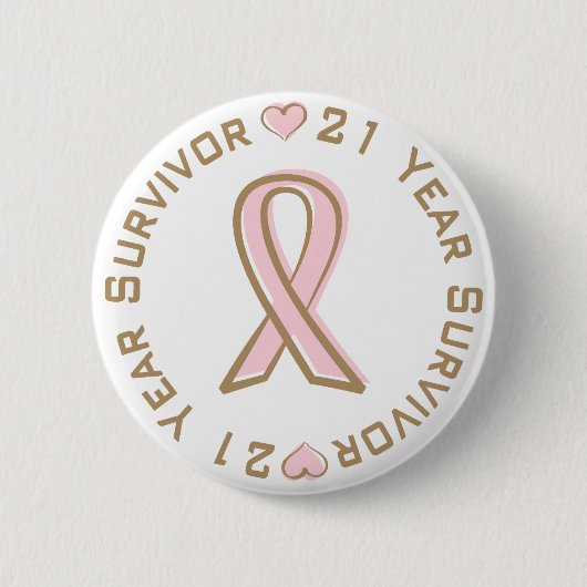 Roze Borstkanker 21 jaar Ronde Button 5,7 Cm (Voorkant)