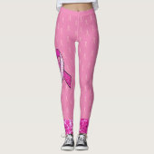 Roze Borstkanker Awareness Ribbon Leggings (Voorkant)