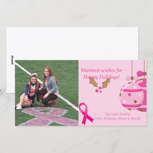 Roze Borstkanker Bewustzijn Foto Christmas Kaart (Voorkant / Achterkant)
