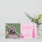 Roze Borstkanker Bewustzijn Foto Christmas Kaart (Staand voorkant)