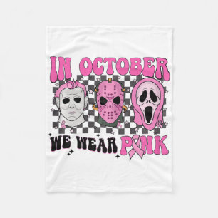 Roze borstkanker bewustzijn schreeuw Halloween Hor Fleece Deken