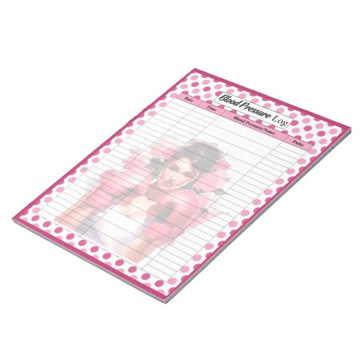 Roze borstkanker Bloeddruk log Notitieblok (Schuin)