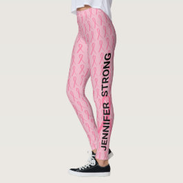 Roze borstkanker Jouw naam dubbel lint Leggings