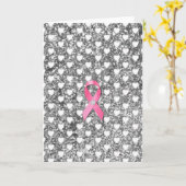 Roze borstkanker lint zilveren glitter-blik kaart (Gele Bloem)