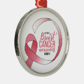 Roze borstkanker linttekening BCA maand Metalen Ornament (Rechts)