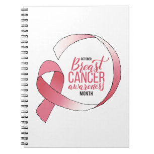 Roze borstkanker linttekening BCA maand Notitieboek