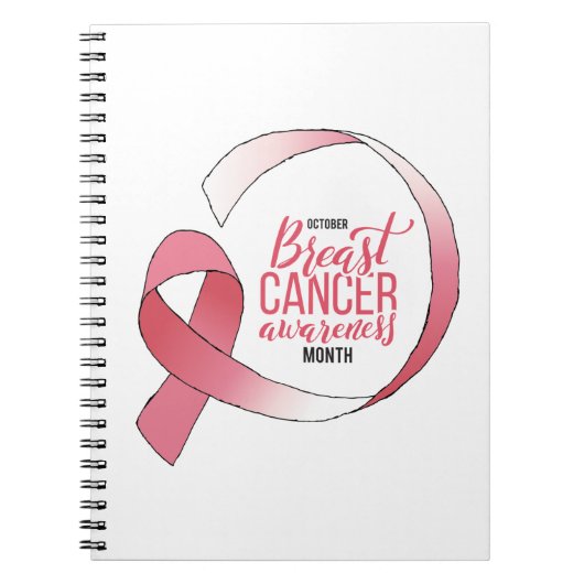 Roze borstkanker linttekening BCA maand Notitieboek (Voorkant)