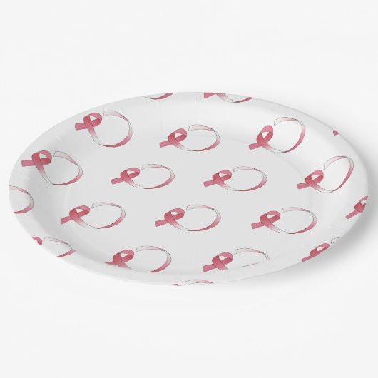 Roze borstkanker linttekening BCA maand Papieren Bordje (Gekanteld)