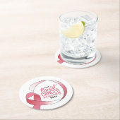 Roze borstkanker linttekening BCA maand Ronde Kartonnen Onderzetter (Insitu)