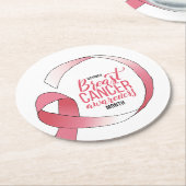Roze borstkanker linttekening BCA maand Ronde Kartonnen Onderzetter (Gebogen)